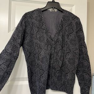 Black and gray women’s XL cardigan sweater.